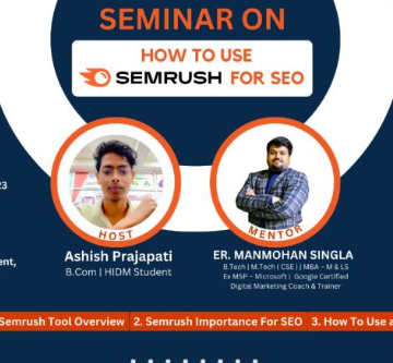 aashish Digital Marketing Seminar Fest 2023: HiDM में SEO के लिए SemRush के उपयोग पर सेमिनार होगा 19 जून को