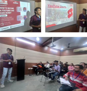 HiDM डिजिटल मार्केटिंग सेमिनार फेस्ट 2023- “अधिकतम पहुंच के लिए सही समय पर यूट्यूब वीडियो पोस्ट करें” – शिवम ने कहा