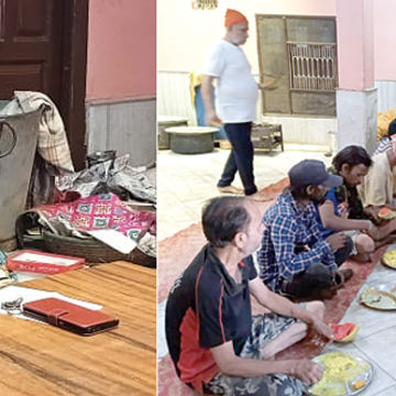 baba copy गुरुद्वारा बाबा बन्दा सिंह बहादुर पुरानी सब्जी मण्डी हांसी में चल रहे लंगर भोजन का किया निरीक्षण