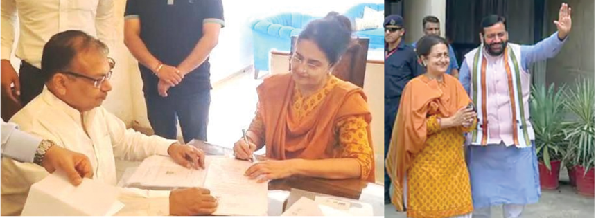 Kiran chodray copy पूर्व सीएम बंसीलाल की बहू किरण चौधरी ने राज्यसभा उपचुनाव के लिए नामांकन दाखिल किया